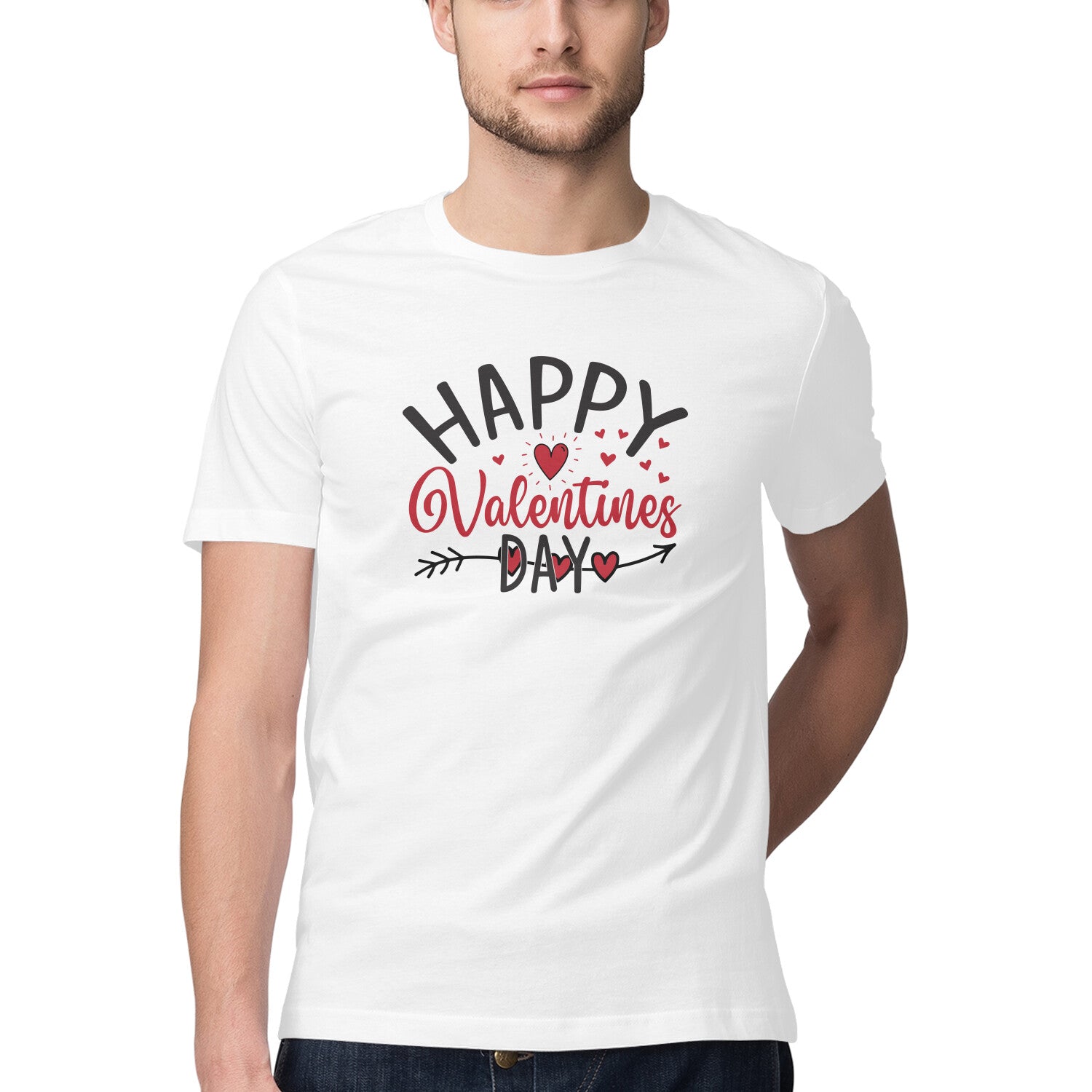 Men's Happy Valentines Day - Half Sleeve Round Neck T-Shirt - arkkart