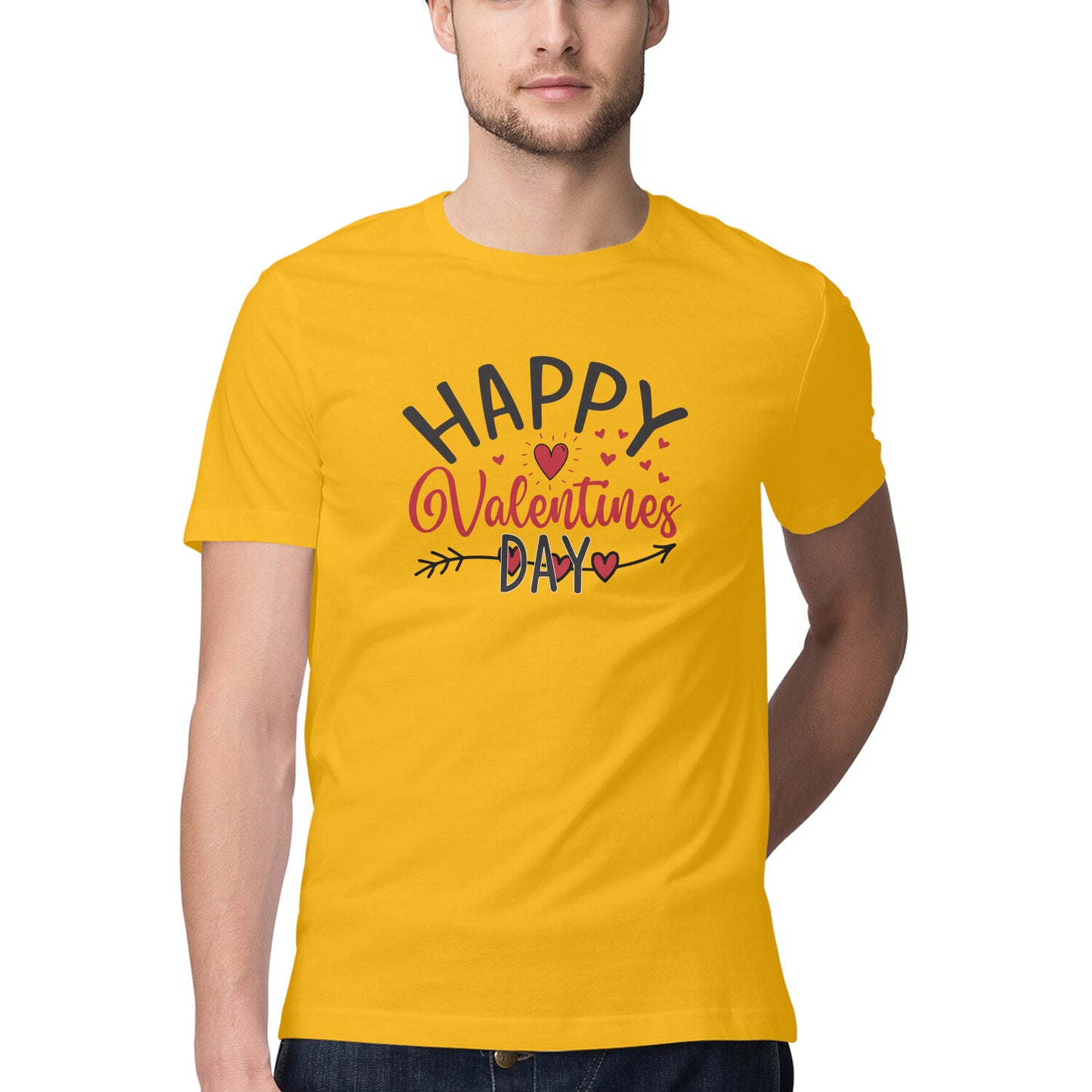 Men's Happy Valentines Day - Half Sleeve Round Neck T-Shirt