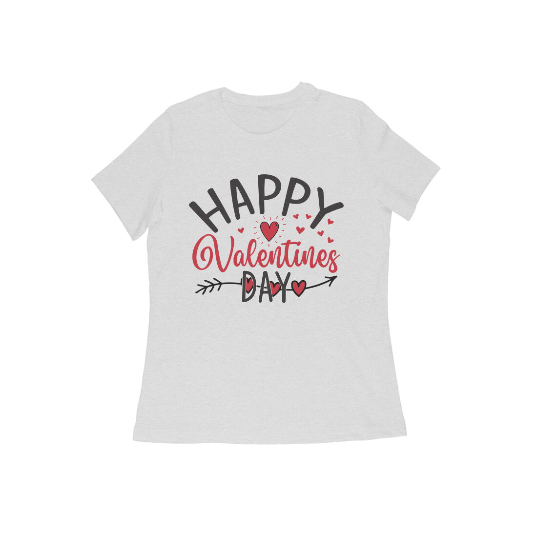Women's Happy Valentine Day - Half Sleeve Round Neck T-Shirt