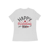 Women's Happy Valentine Day - Half Sleeve Round Neck T-Shirt - arkkart