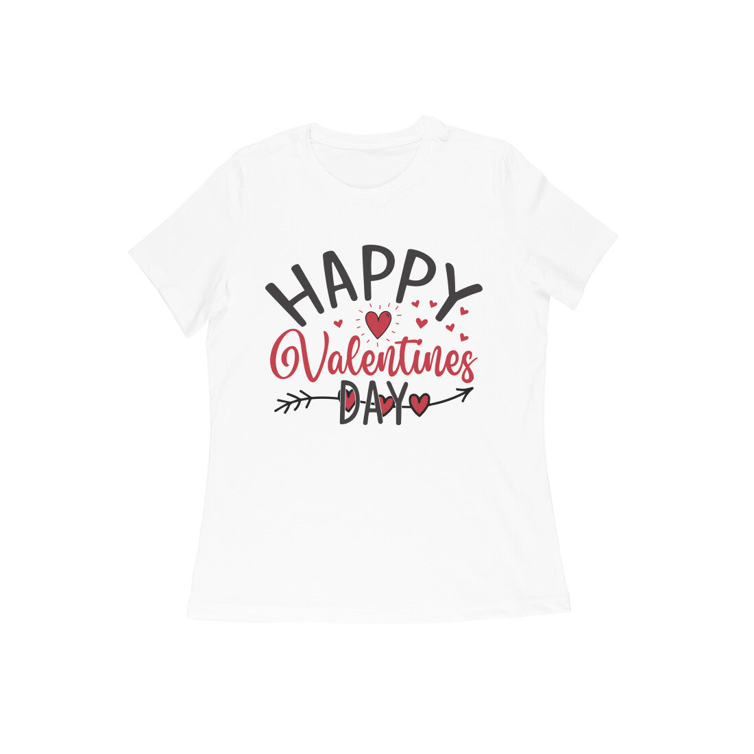 Women's Happy Valentine Day - Half Sleeve Round Neck T-Shirt