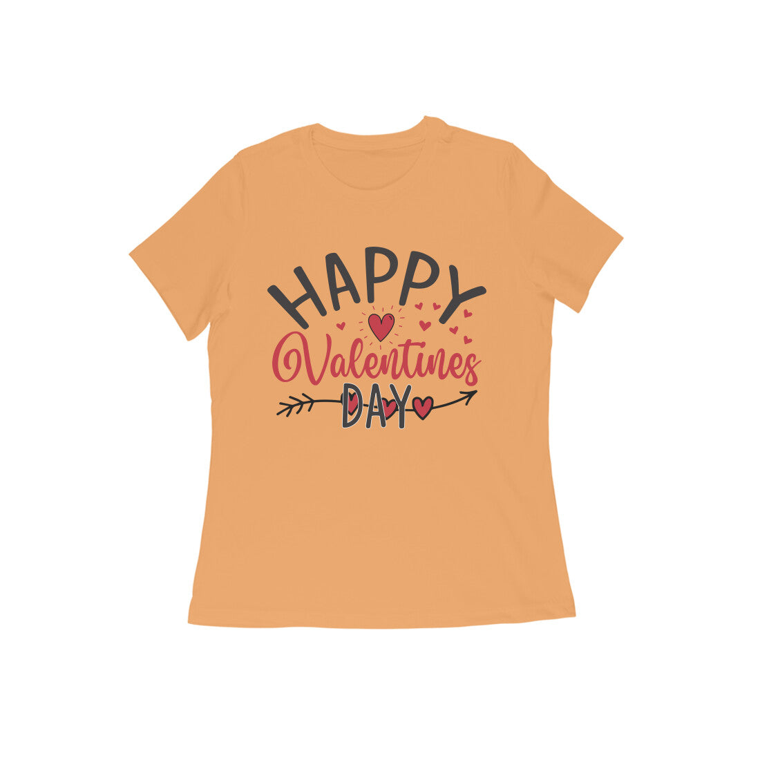 Women's Happy Valentine Day - Half Sleeve Round Neck T-Shirt