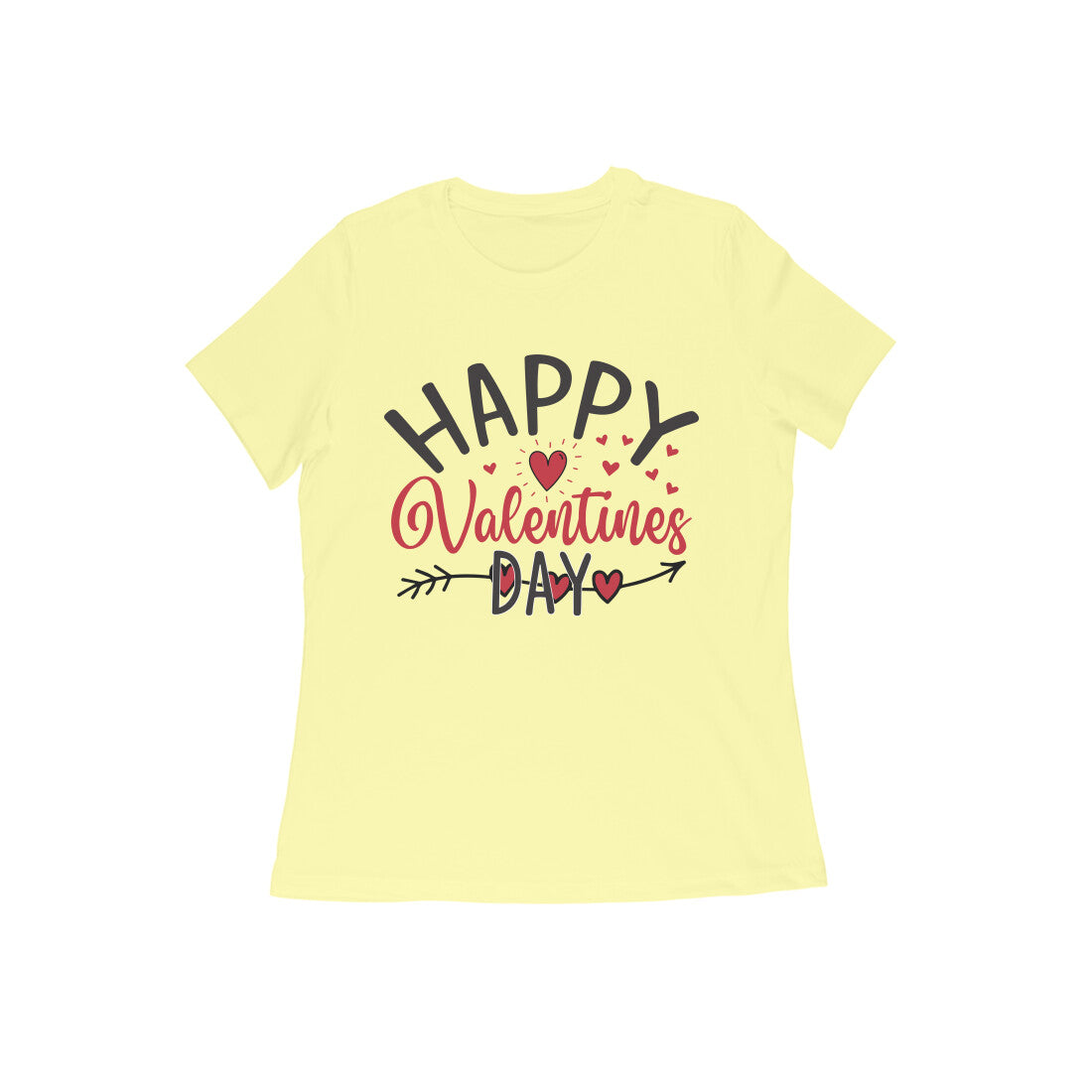 Women's Happy Valentine Day - Half Sleeve Round Neck T-Shirt