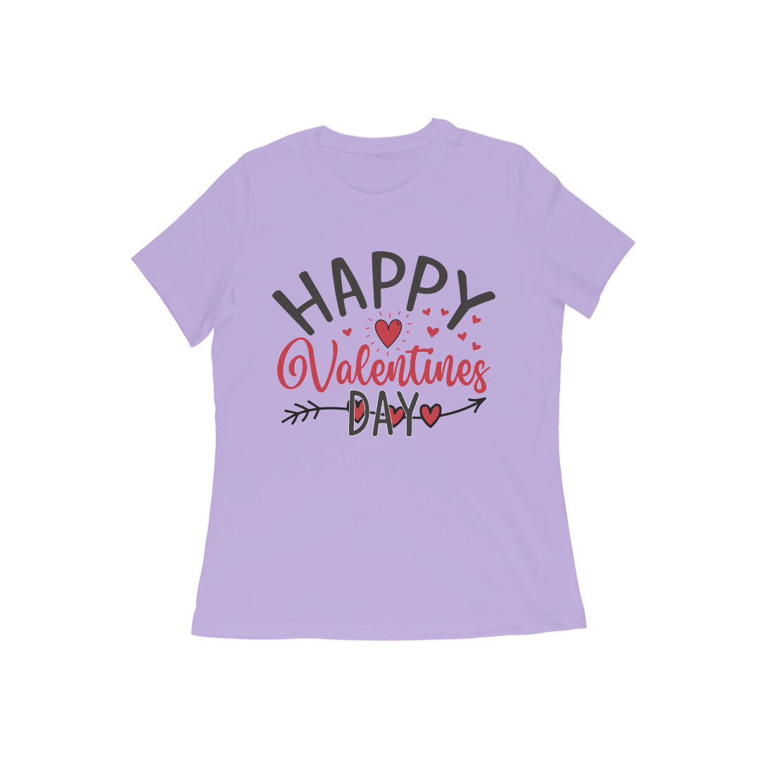 Women's Happy Valentine Day - Half Sleeve Round Neck T-Shirt