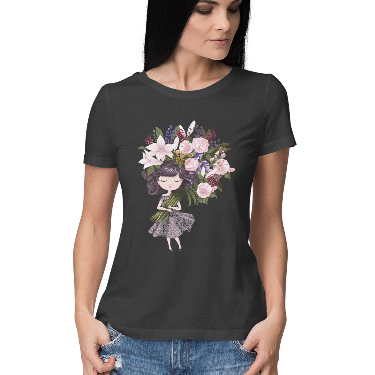 Girl With Flower T-Shirt - arkkart