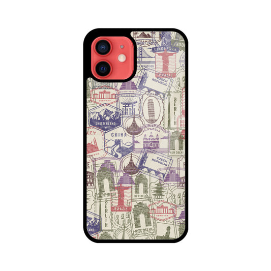 Apple iPhone Glass Phone Case - Stamps