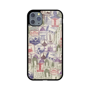 Apple iPhone Glass Phone Case - Stamps