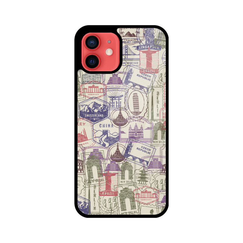 Apple iPhone Glass Phone Case - Stamps