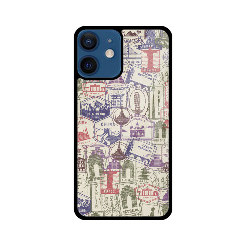 Apple iPhone Glass Phone Case - Stamps