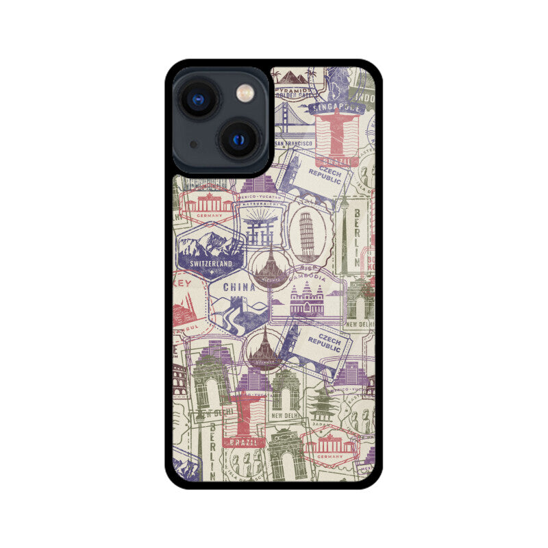 Apple iPhone Glass Phone Case - Stamps