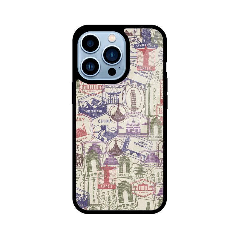 Apple iPhone Glass Phone Case - Stamps