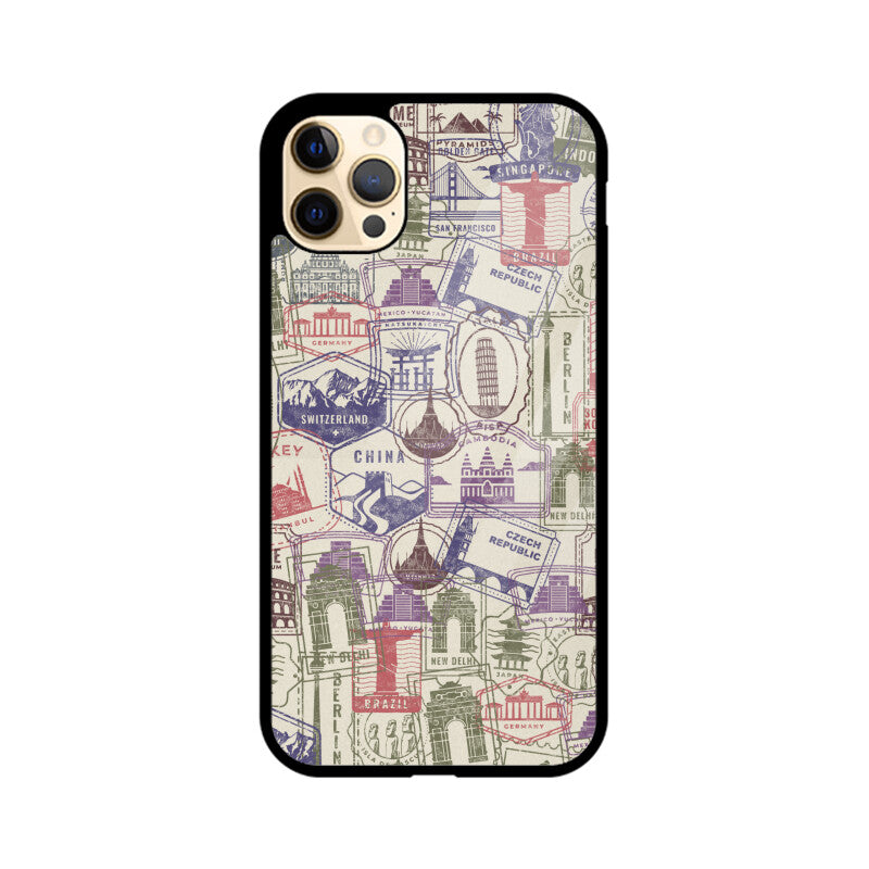 Apple iPhone Glass Phone Case - Stamps