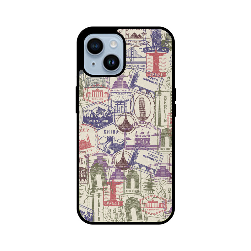 Apple iPhone Glass Phone Case - Stamps