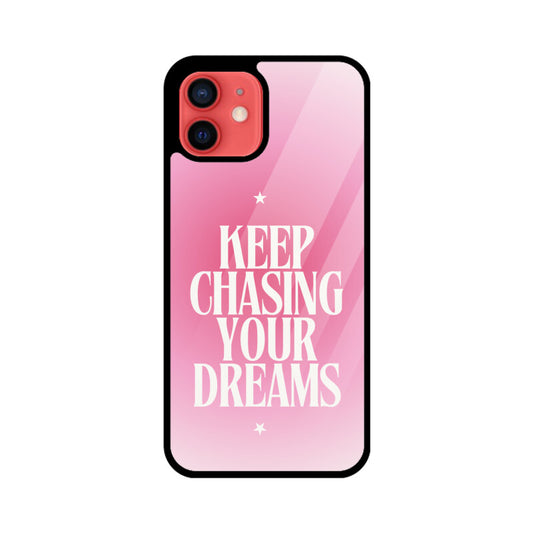 Apple iPhone Glass Phone Case - Keep Chasing Your Dreams
