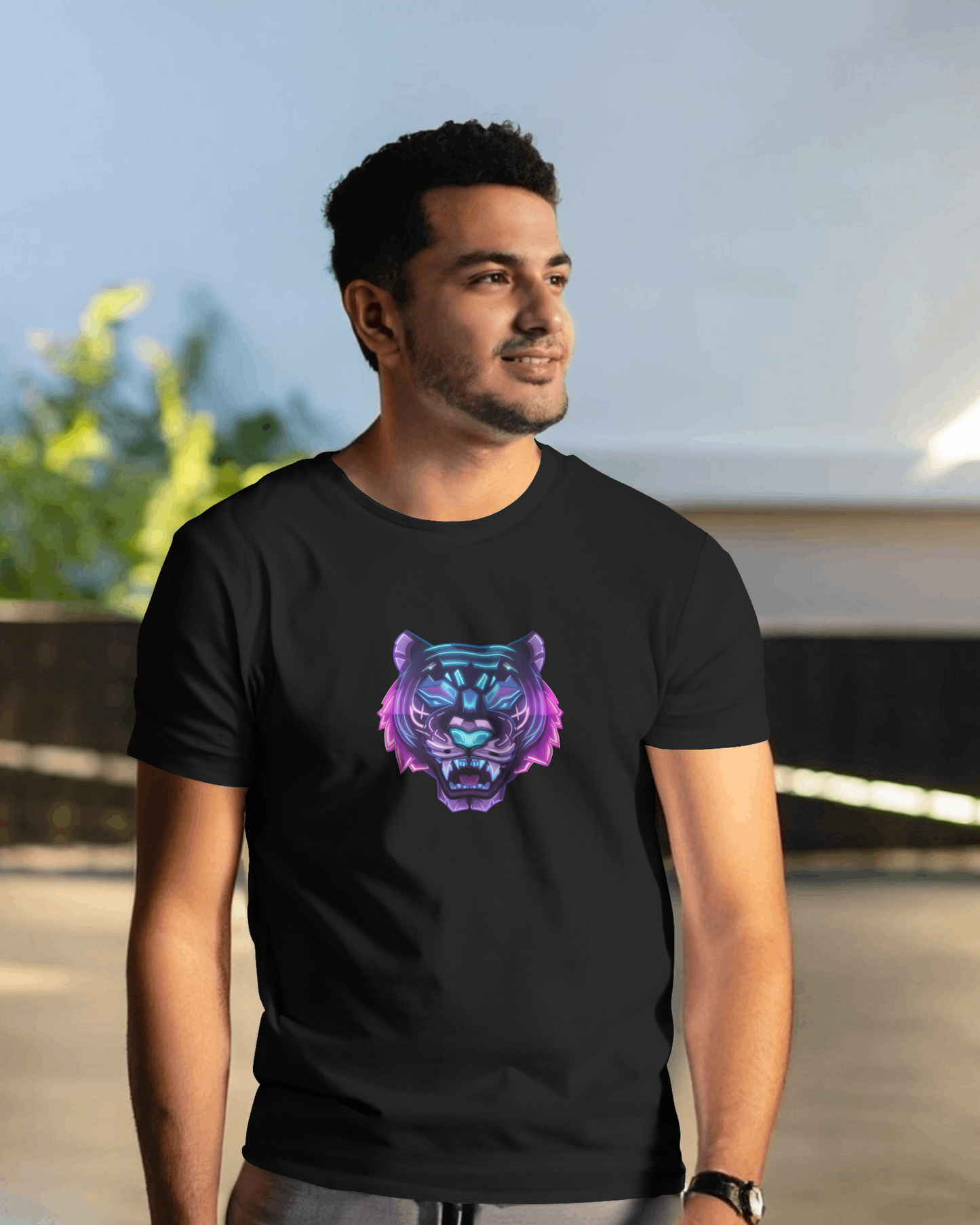 Tiger Print Half Sleeve T-Shirt